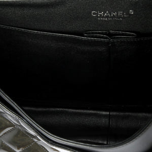 Classic Double Flap Bag Quilted Striated Metallic Patent Jumbo