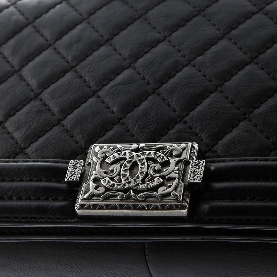 Paris-Dallas Boy Flap Bag Quilted Calfskin with Metal Adornments Old Medium
