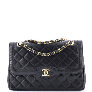 Vintage Two Tone CC Flap Bag Quilted Lambskin Medium