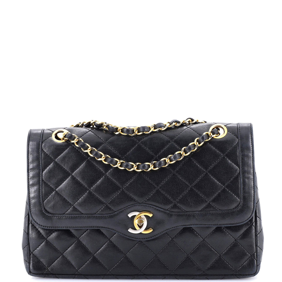 Vintage Two Tone CC Flap Bag Quilted Lambskin Medium