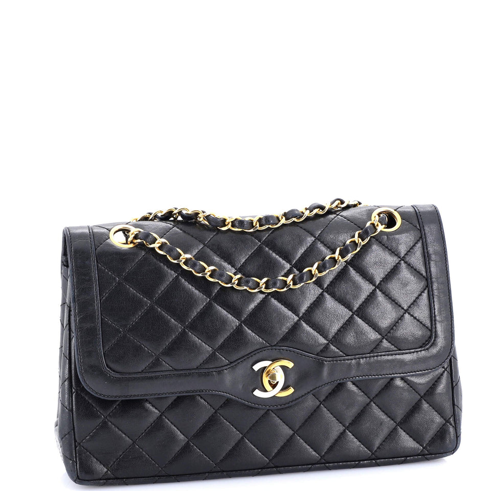 Vintage Two Tone CC Flap Bag Quilted Lambskin Medium