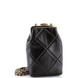 CC Kisslock Frame Clutch with Chain Quilted Lambskin Small