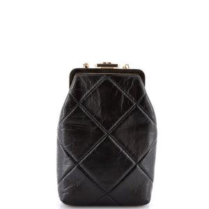 CC Kisslock Frame Clutch with Chain Quilted Lambskin Small