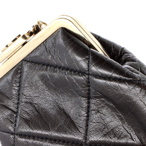 CC Kisslock Frame Clutch with Chain Quilted Lambskin Small