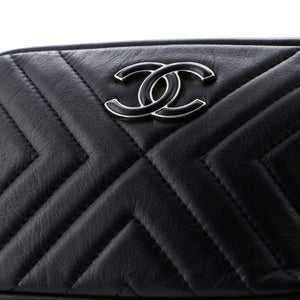 CC Tassel Camera Bag Diagonal Chevron Calfskin Mini