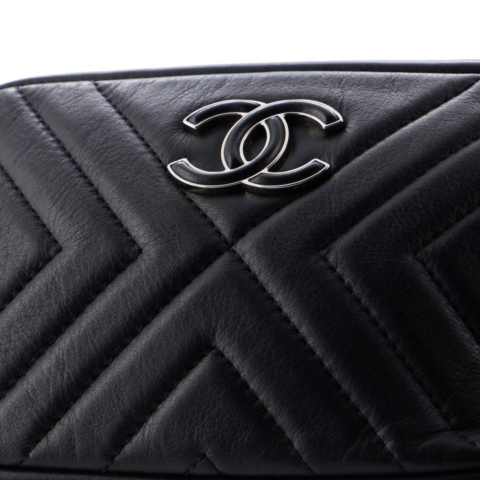 CC Tassel Camera Bag Diagonal Chevron Calfskin Mini