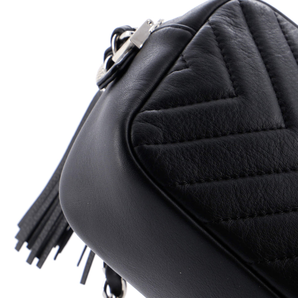 CC Tassel Camera Bag Diagonal Chevron Calfskin Mini