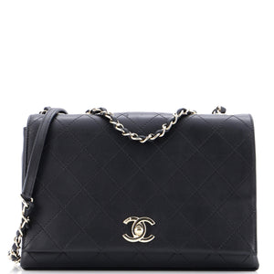 3 Compartment Flap Bag Quilted Calfskin Medium