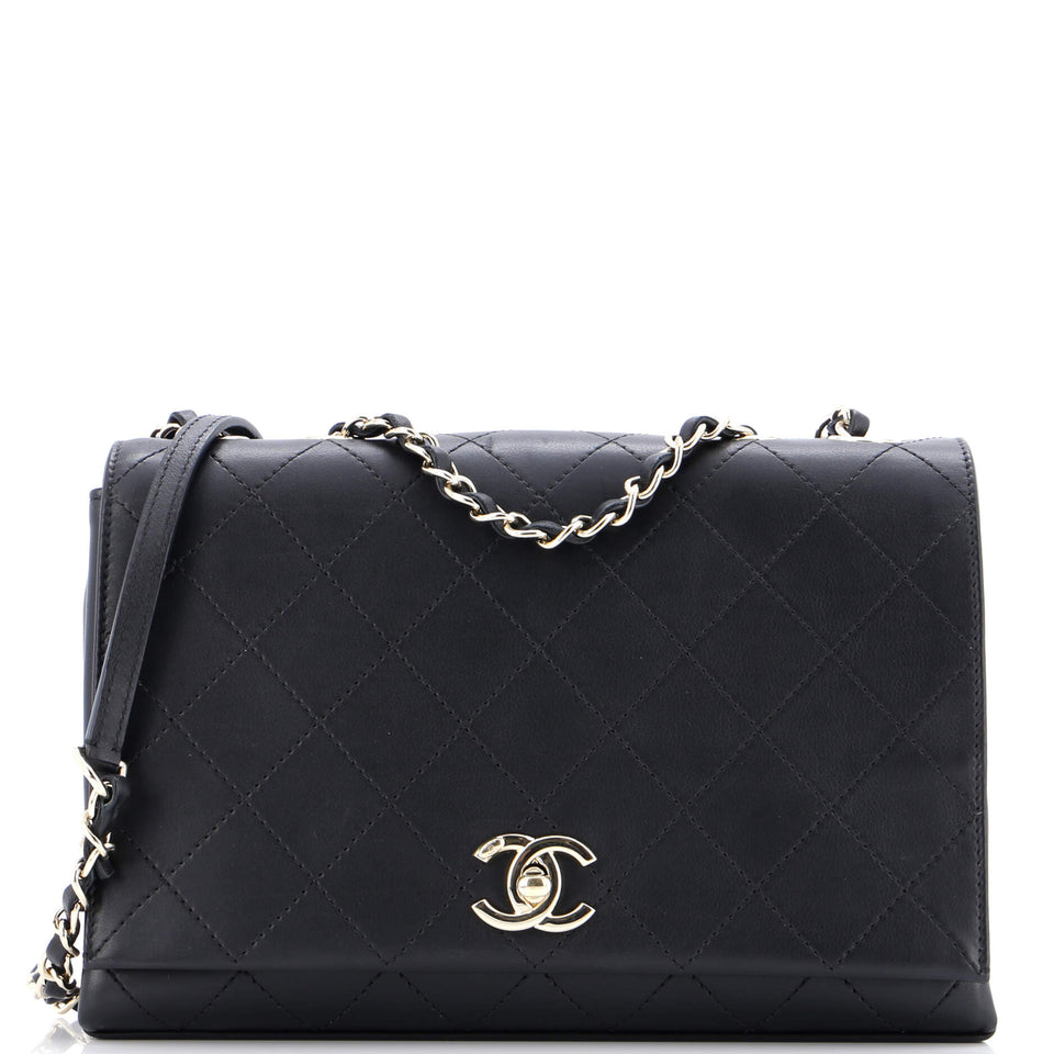 3 Compartment Flap Bag Quilted Calfskin Medium