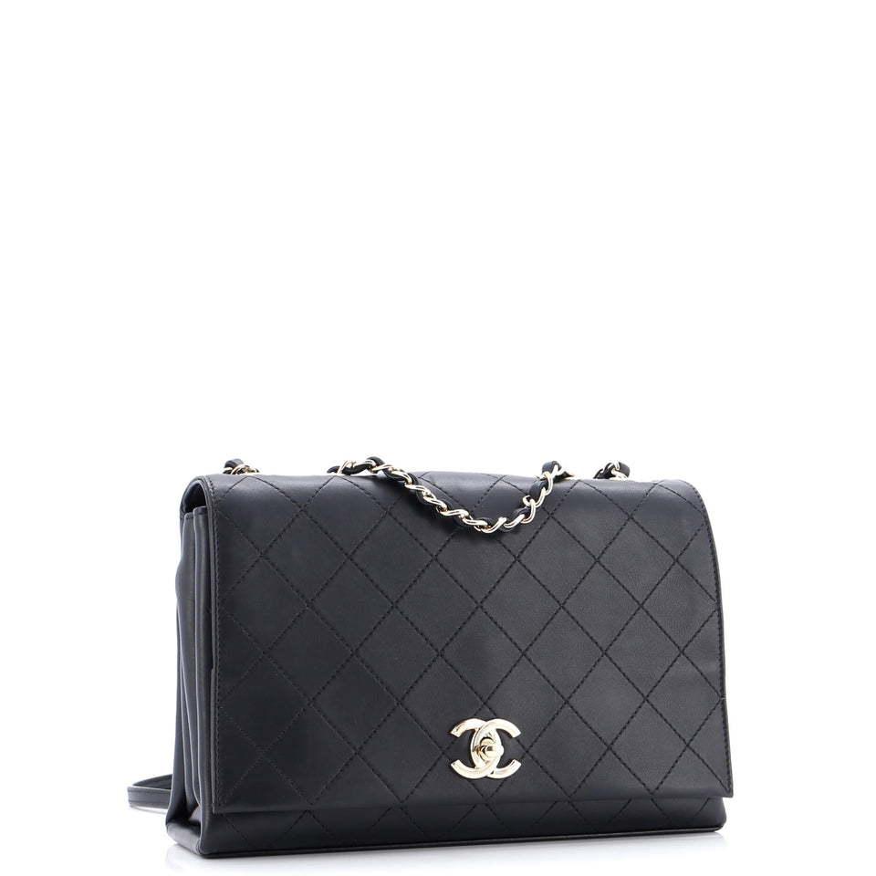 3 Compartment Flap Bag Quilted Calfskin Medium