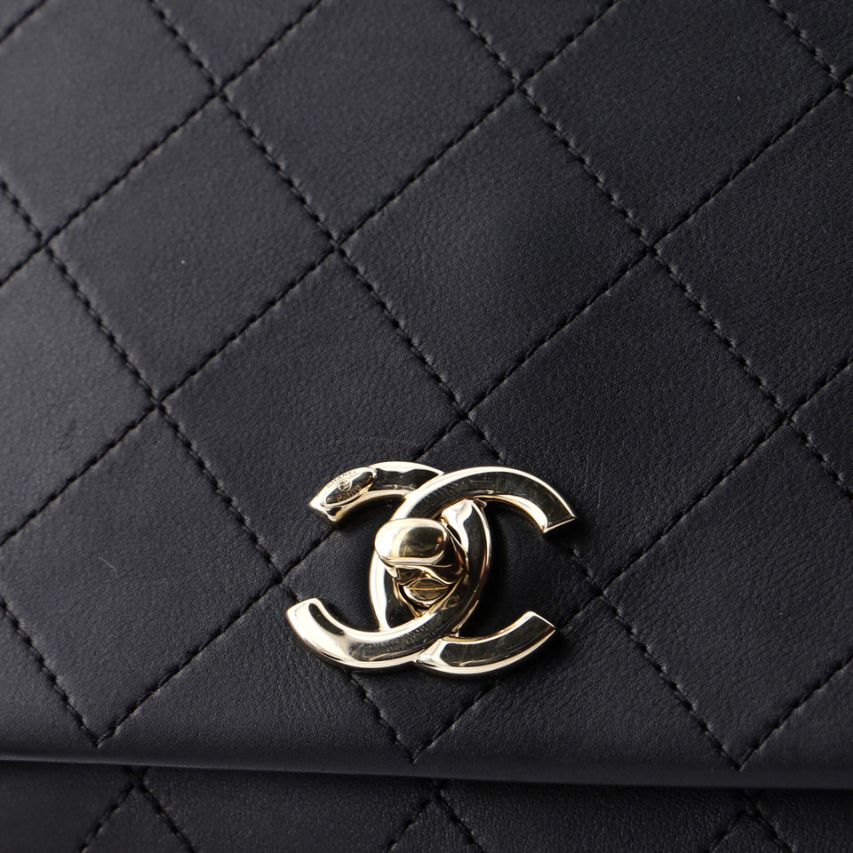 3 Compartment Flap Bag Quilted Calfskin Medium