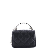 Coco Enamel Top Handle Flap Clutch with Chain Quilted Caviar