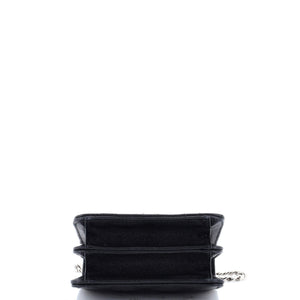Coco Enamel Top Handle Flap Clutch with Chain Quilted Caviar