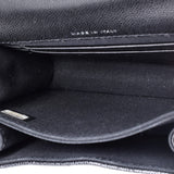 Coco Enamel Top Handle Flap Clutch with Chain Quilted Caviar