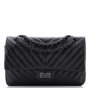 So Black Reissue 2.55 Flap Bag Chevron Aged Calfskin 225