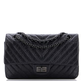 So Black Reissue 2.55 Flap Bag Chevron Aged Calfskin 225