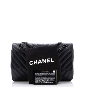 So Black Reissue 2.55 Flap Bag Chevron Aged Calfskin 225