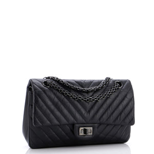 So Black Reissue 2.55 Flap Bag Chevron Aged Calfskin 225