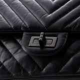 So Black Reissue 2.55 Flap Bag Chevron Aged Calfskin 225