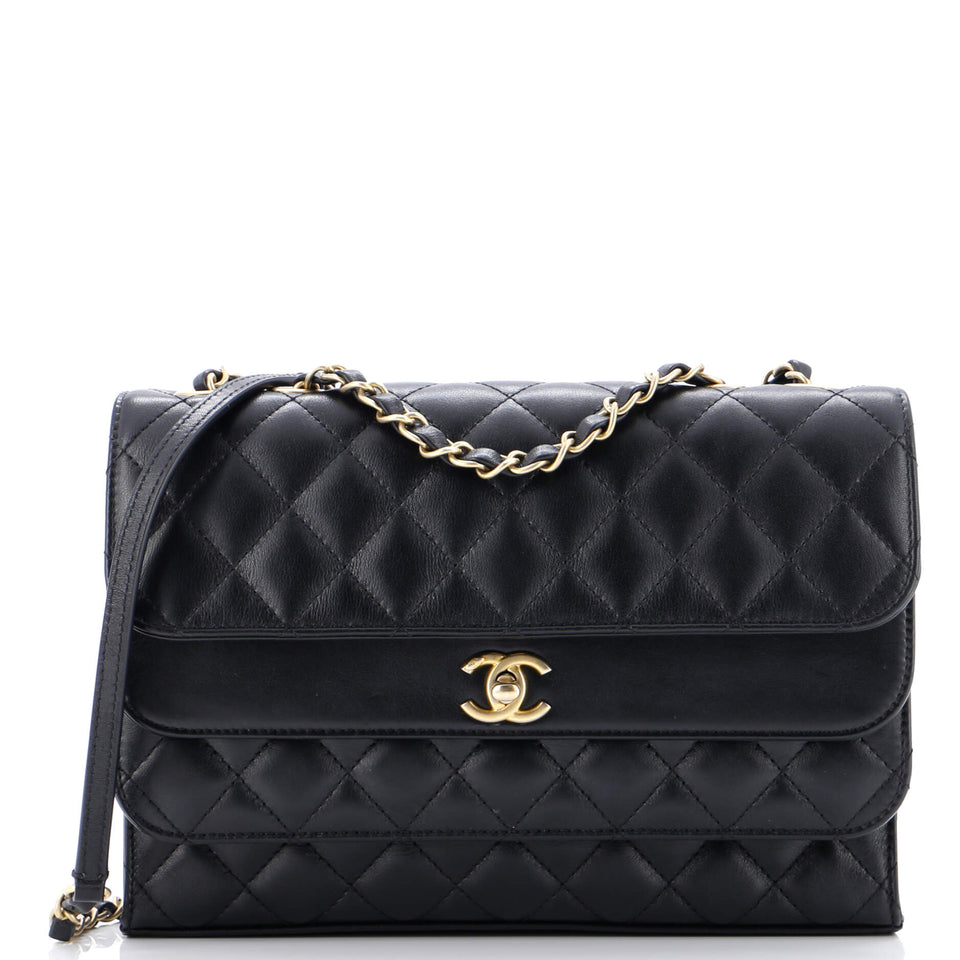 Triple Flap Bag Quilted Calfskin Medium