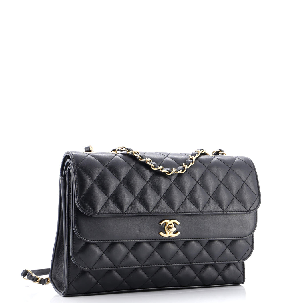 Triple Flap Bag Quilted Calfskin Medium