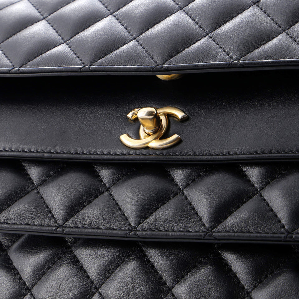 Triple Flap Bag Quilted Calfskin Medium