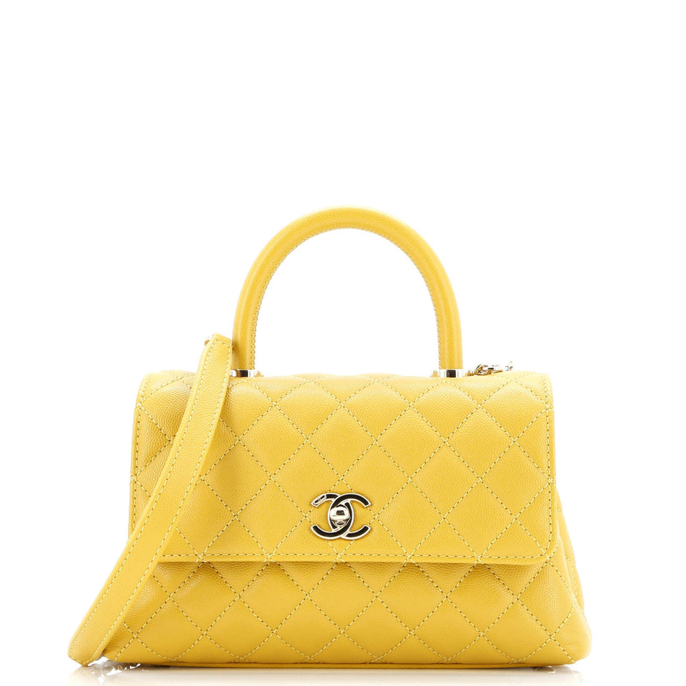 Coco Top Handle Bag Quilted Caviar Mini