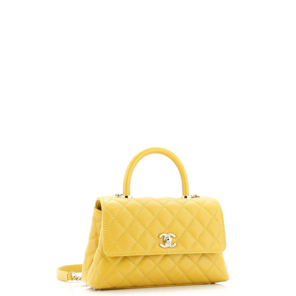 Coco Top Handle Bag Quilted Caviar Mini