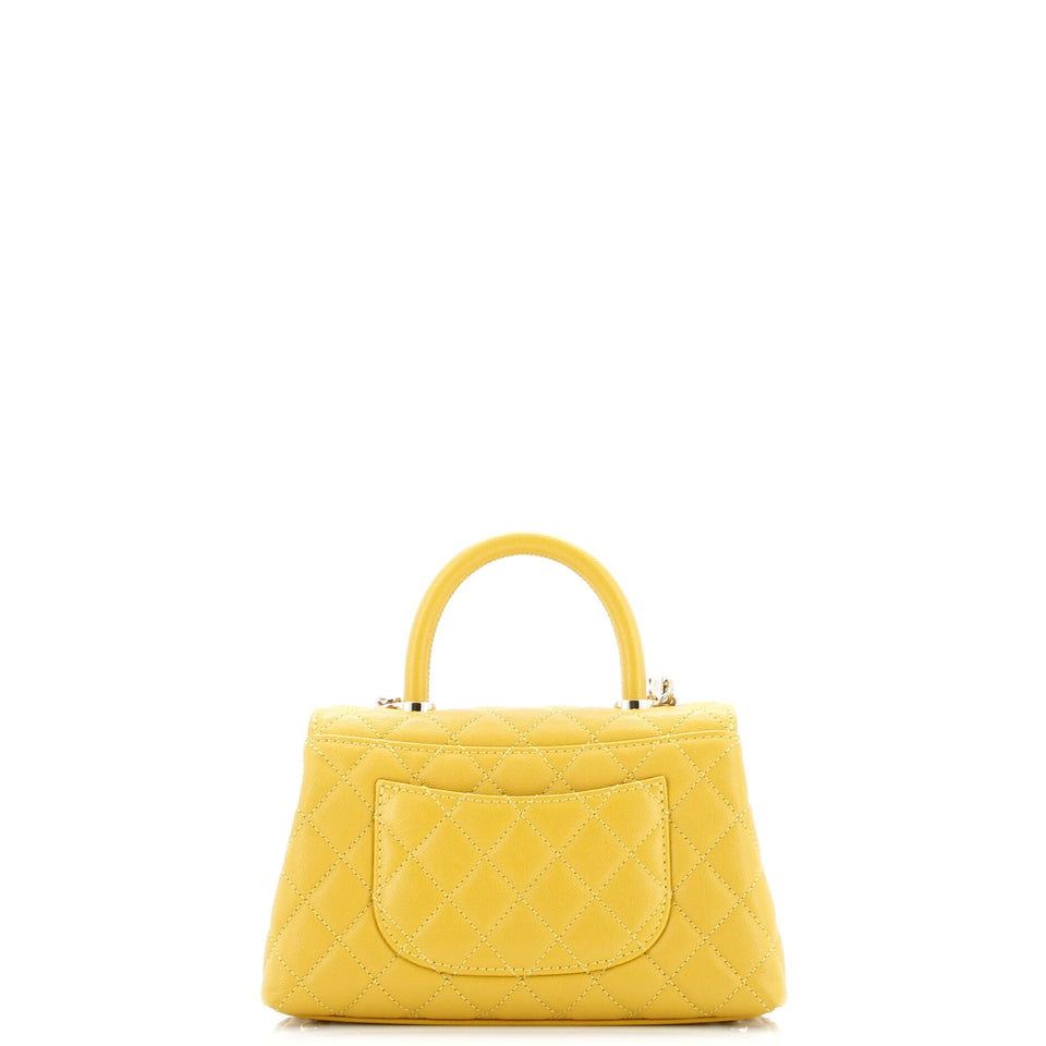 Coco Top Handle Bag Quilted Caviar Mini