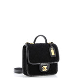 School Memory Top Handle Flap Bag Quilted Tweed with Patent Mini