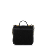 School Memory Top Handle Flap Bag Quilted Tweed with Patent Mini