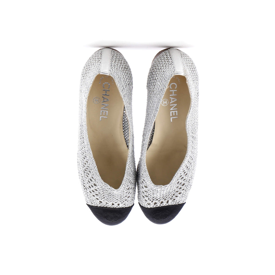 Women's CC Cap Toe Ballerina Flats Woven Fabric