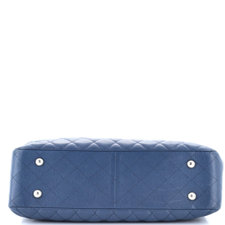 Classic Flap Shopping Tote Quilted Caviar Large