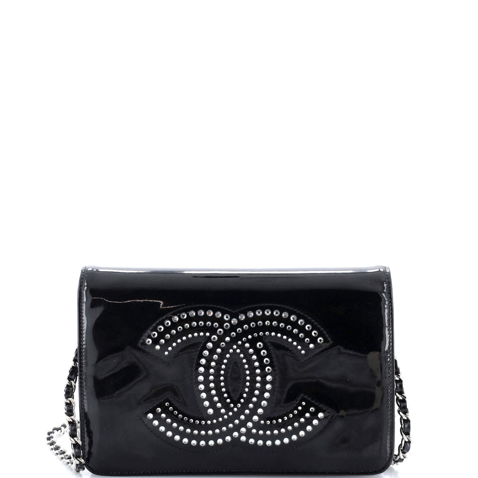 CC Wallet on Chain Strass Embellished Patent