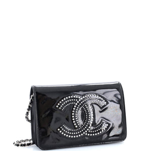 CC Wallet on Chain Strass Embellished Patent