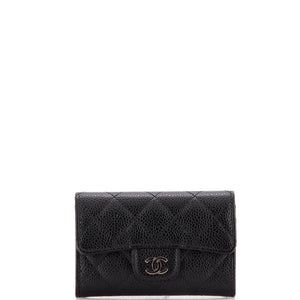 Classic Flap Card Holder Quilted Caviar