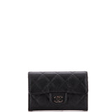 Classic Flap Card Holder Quilted Caviar