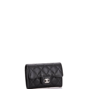 Classic Flap Card Holder Quilted Caviar