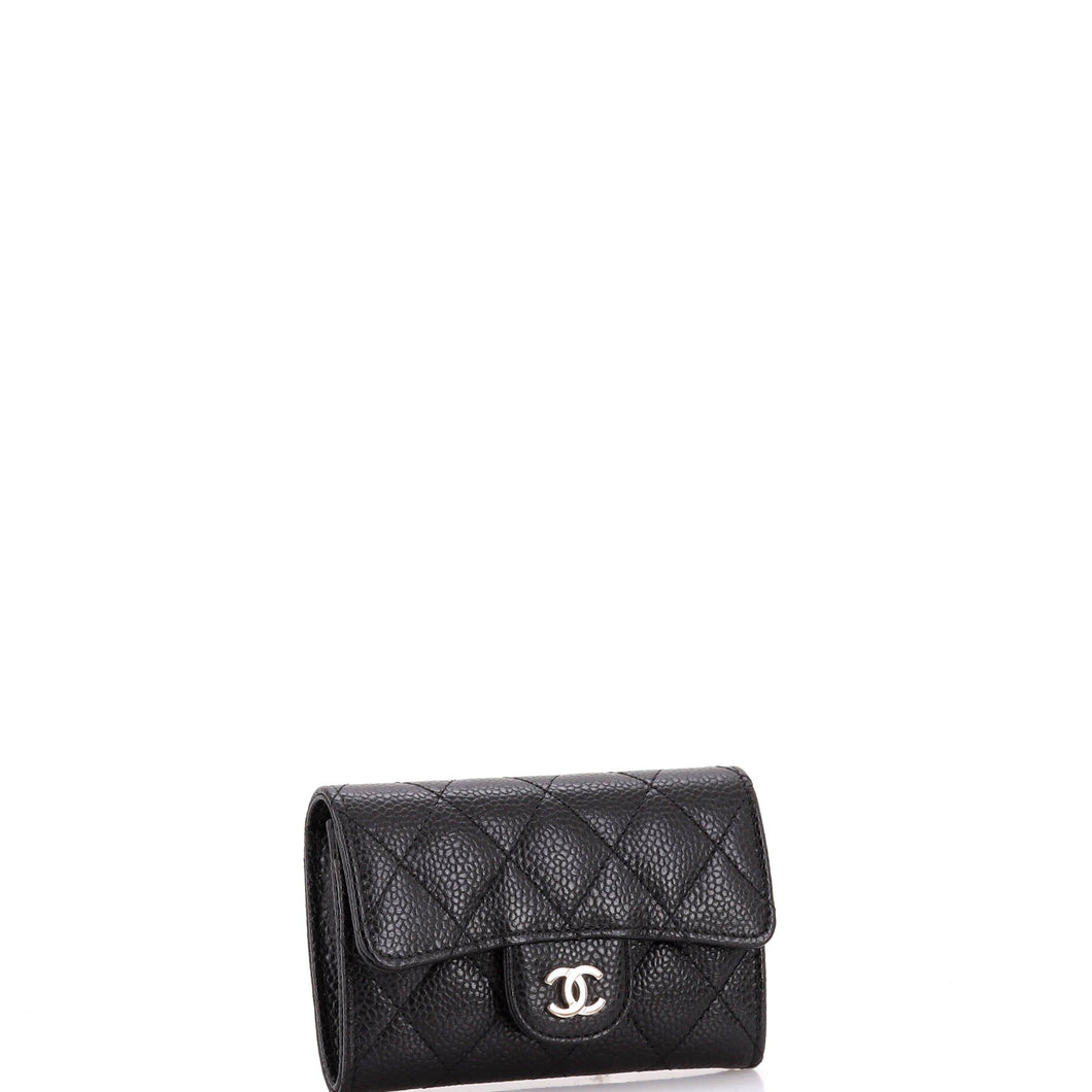 Classic Flap Card Holder Quilted Caviar