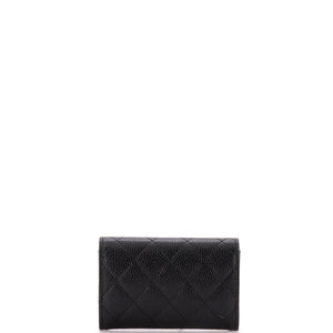 Classic Flap Card Holder Quilted Caviar