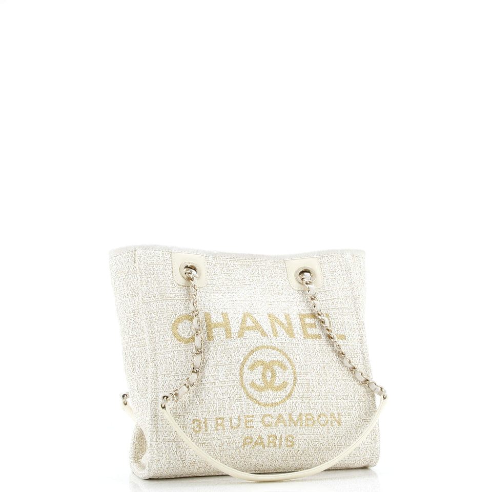 North South Deauville Tote Raffia with Glitter Detail Small