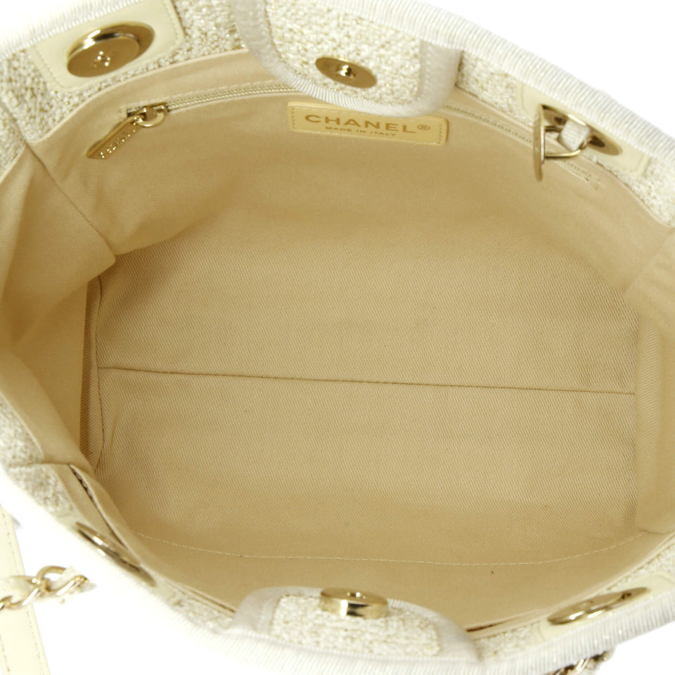 North South Deauville Tote Raffia with Glitter Detail Small