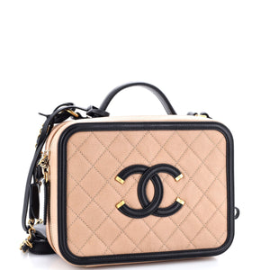 Filigree Vanity Case Quilted Caviar Medium