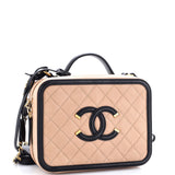 Filigree Vanity Case Quilted Caviar Medium