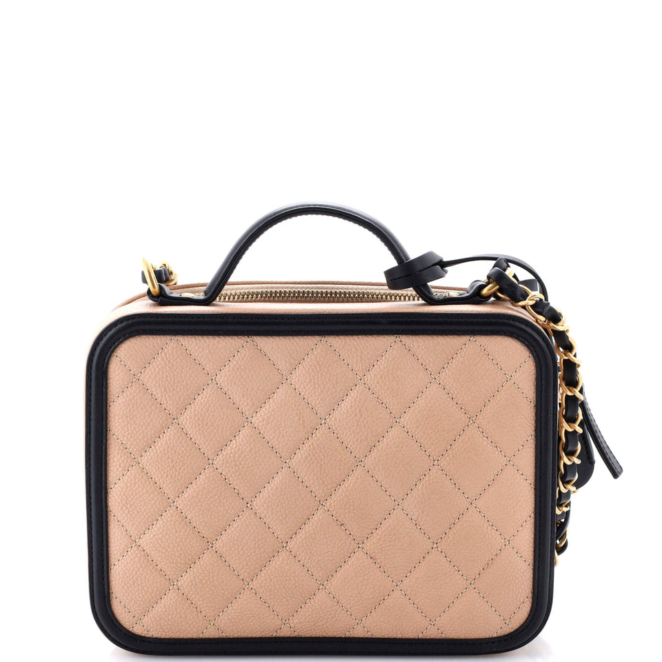 Filigree Vanity Case Quilted Caviar Medium