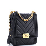 North South Boy Flap Bag Chevron Lambskin Small