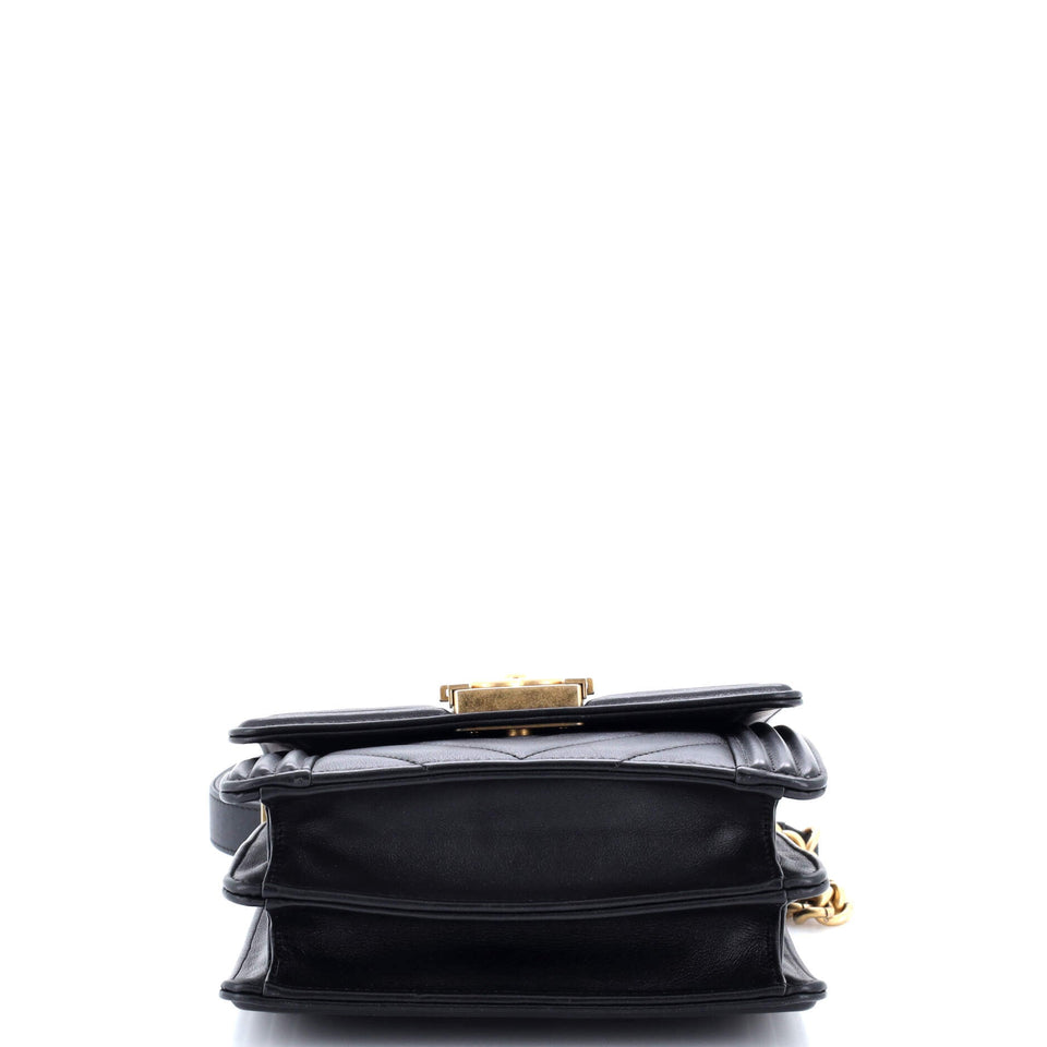 North South Boy Flap Bag Chevron Lambskin Small