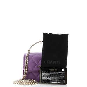 Coco Enamel Top Handle Flap Clutch with Chain Quilted Lambskin