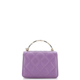 Coco Enamel Top Handle Flap Clutch with Chain Quilted Lambskin