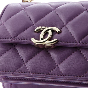 Coco Enamel Top Handle Flap Clutch with Chain Quilted Lambskin